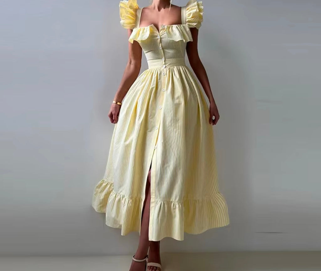 Robe longue chic rayé
