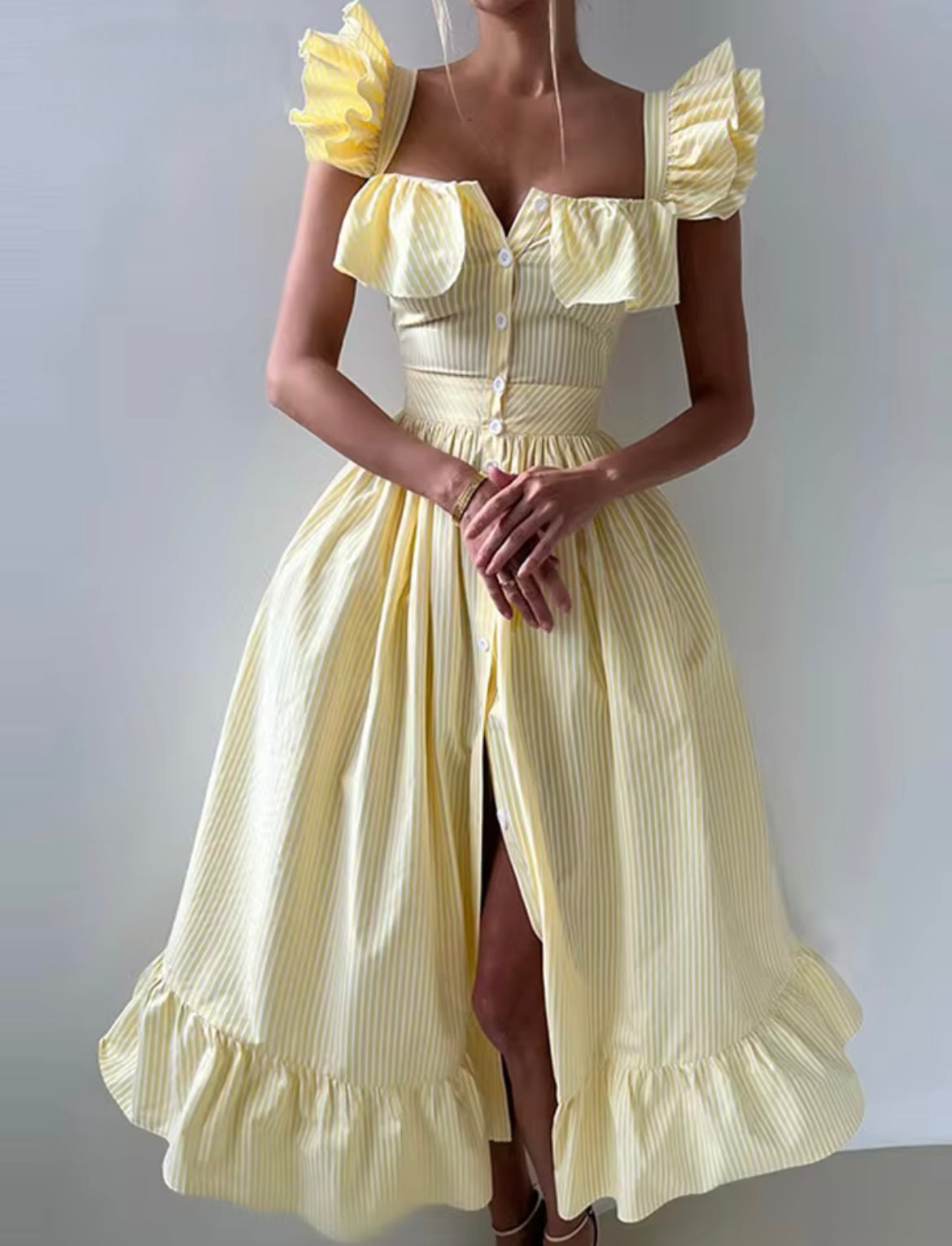 Robe longue chic rayé