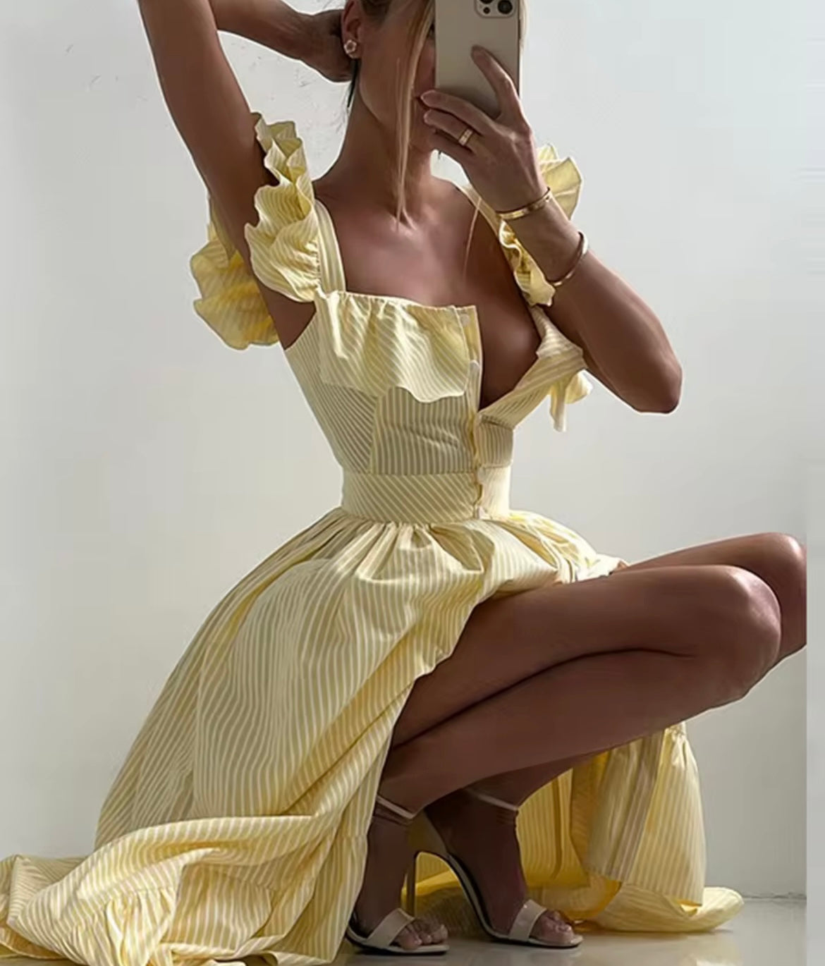 Robe longue chic rayé