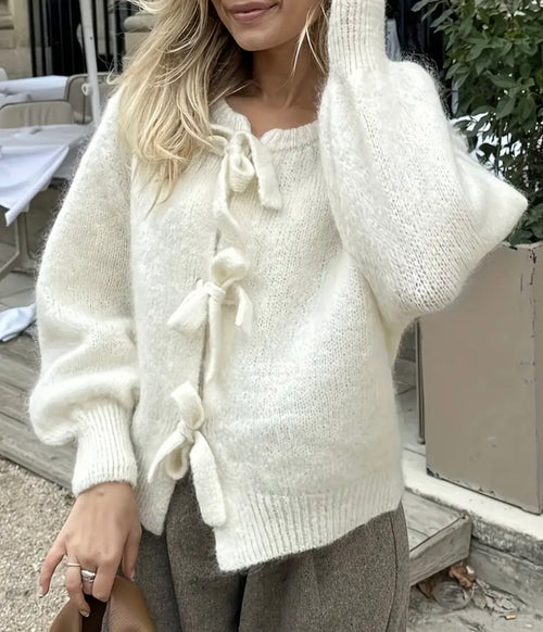 Cardigan blanc à noeud