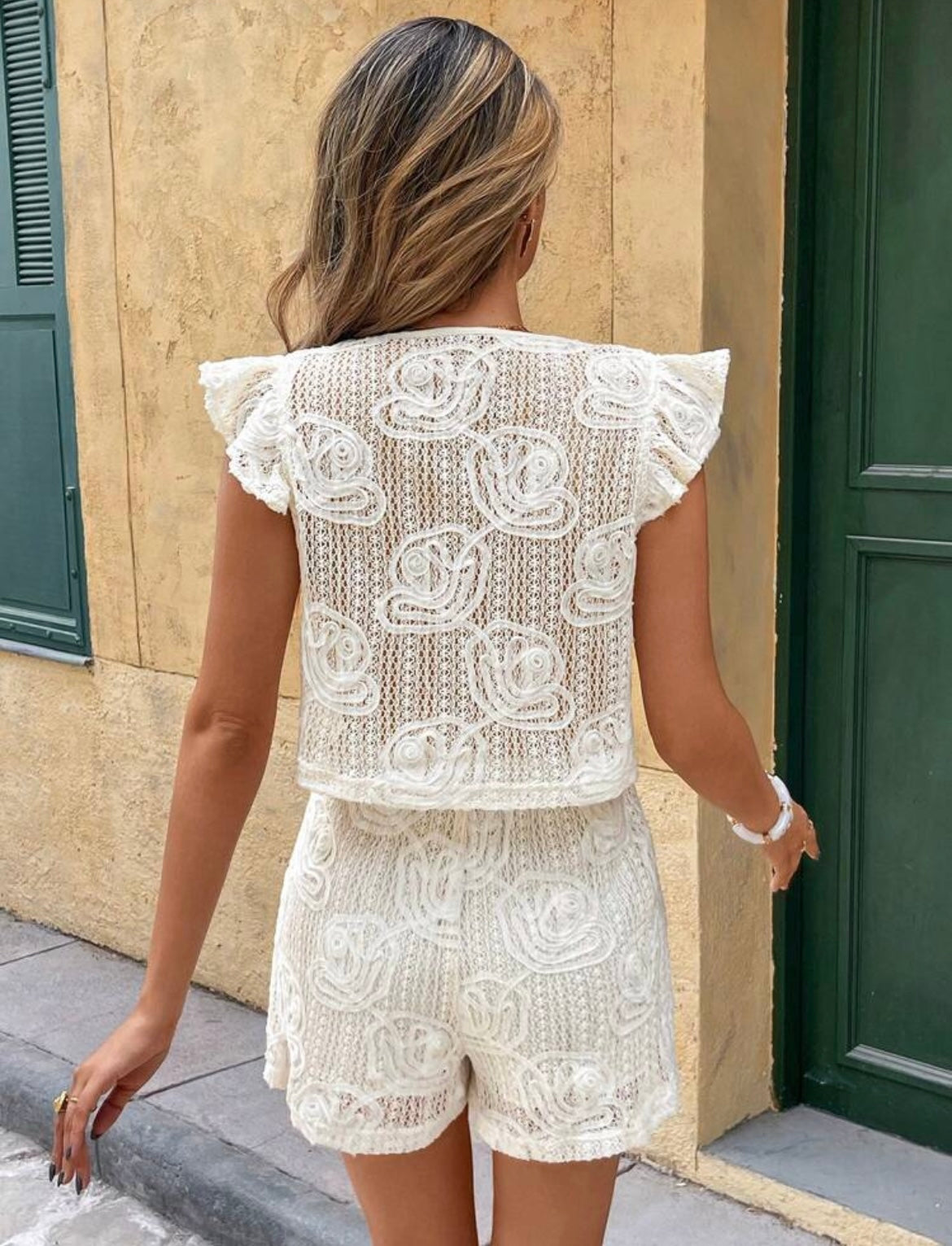 Ensemble short - top nouée