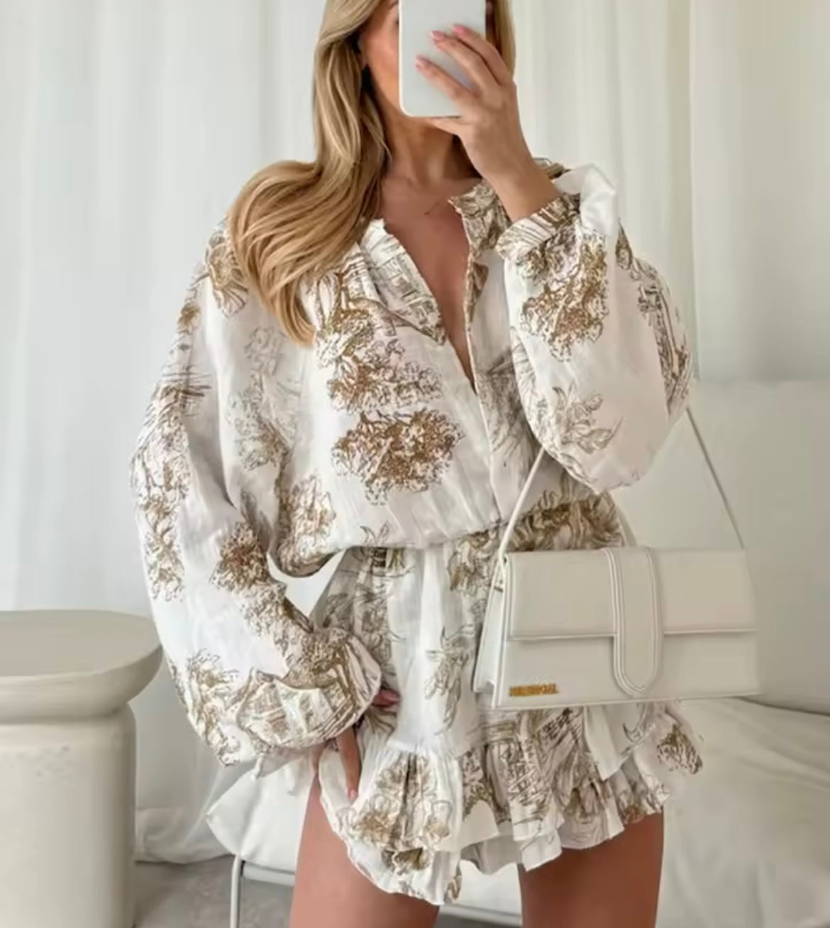 Combinaison short fluide imprimée